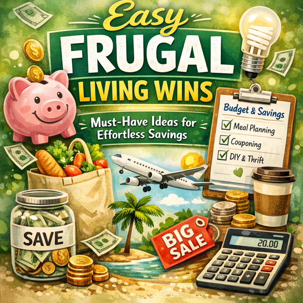 Illustration of Easy Frugal Living Wins: Must-Have Ideas for Effortless Savings