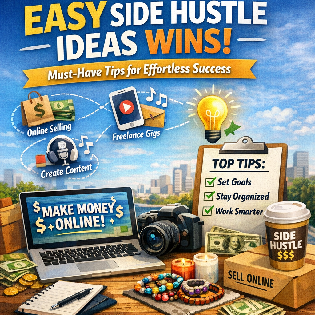 Illustration of Easy Side Hustle Ideas Wins: Must-Have Tips for Effortless Success