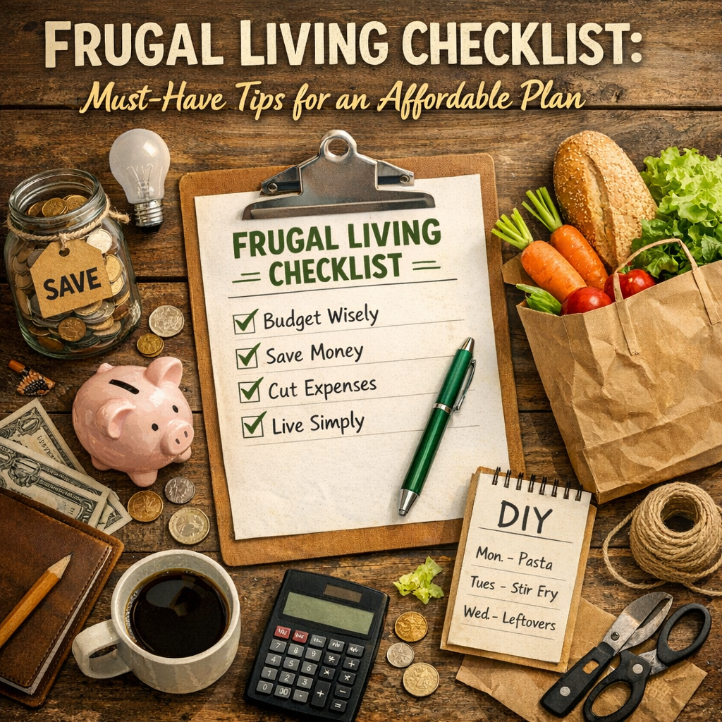Illustration of Frugal Living Checklist: Must-Have Tips for an Affordable Plan
