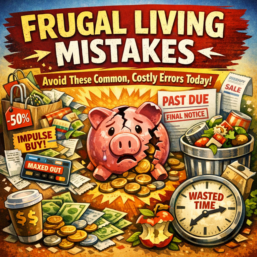 Illustration of Frugal Living Mistakes: Avoid These Common, Costly Errors Today