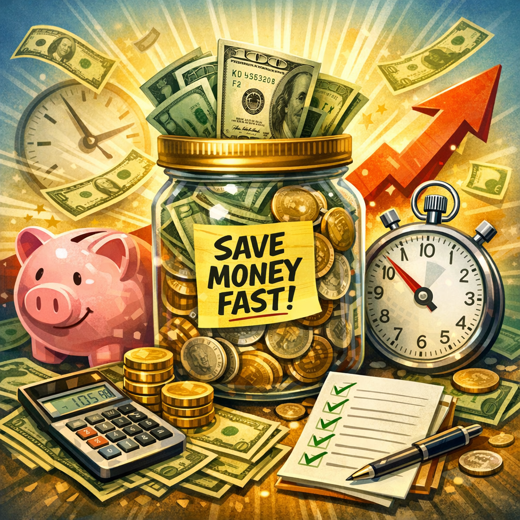 Illustration of Saving Money Fast Strategies: 7 Must-Have Simple Saving Money Fast Tips