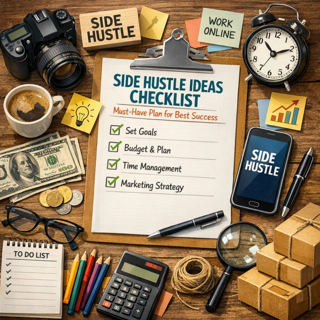 Illustration of Side Hustle Ideas Checklist: Must-Have Plan for Best Success