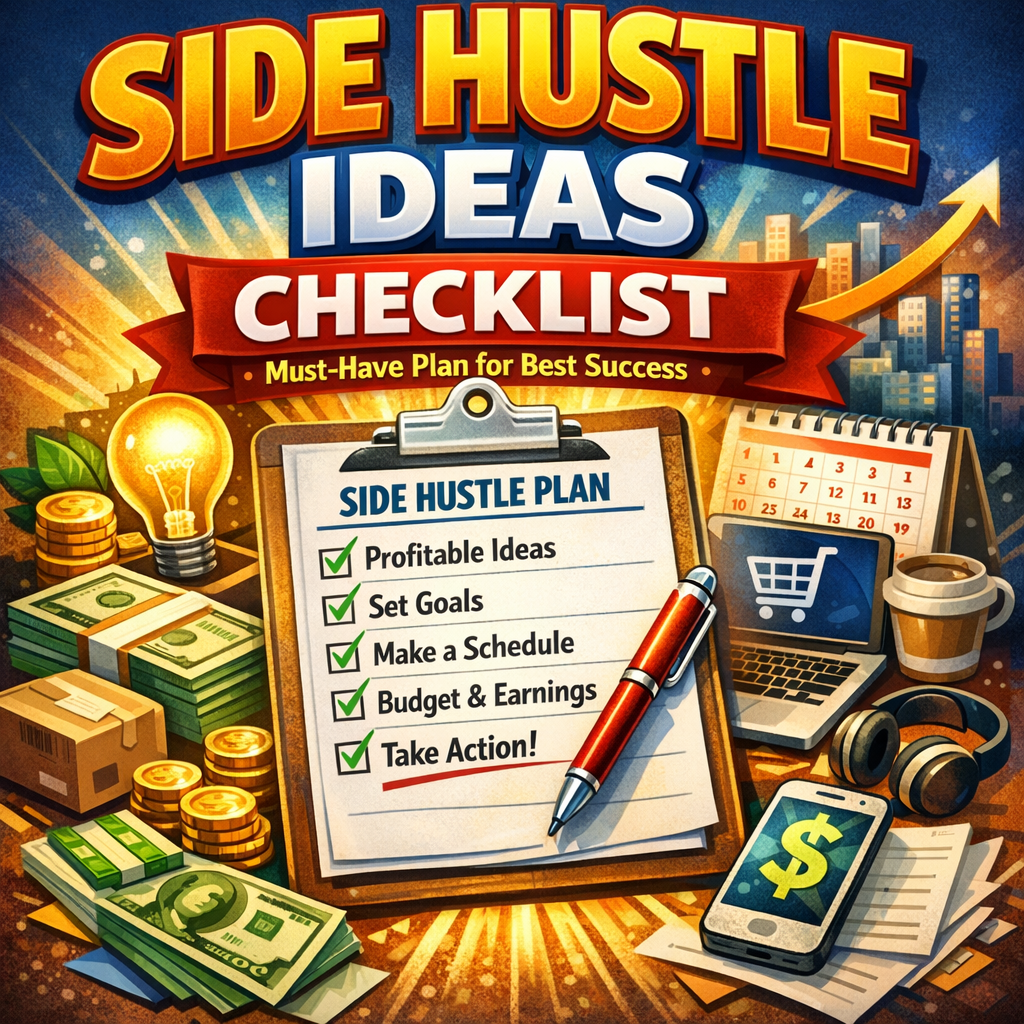 Illustration of Side Hustle Ideas Checklist: Must-Have Plan for Best Success