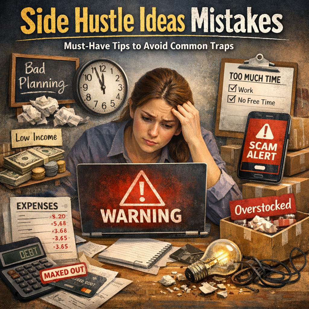 Illustration of Side Hustle Ideas Mistakes: Must-Have Tips to Avoid Common Traps
