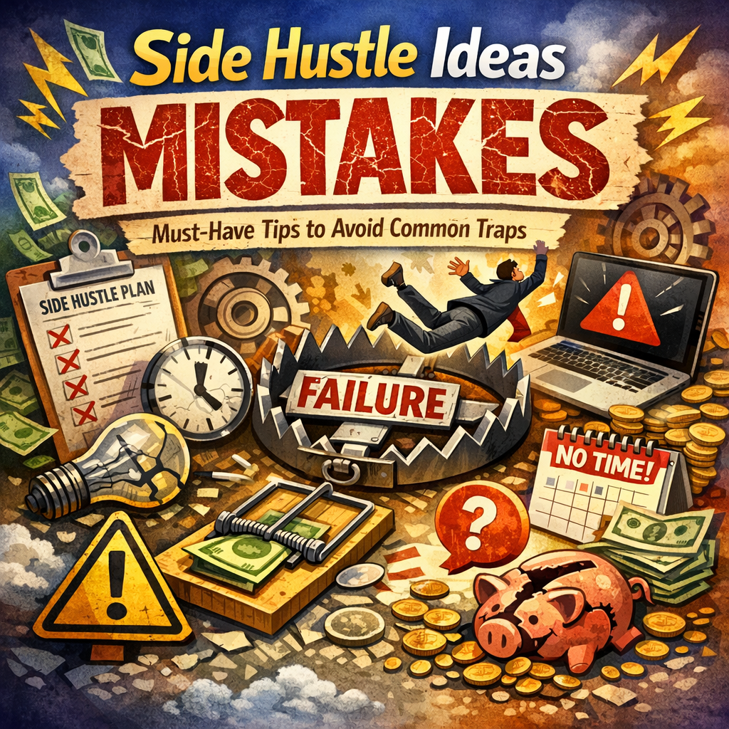 Illustration of Side Hustle Ideas Mistakes: Must-Have Tips to Avoid Common Traps