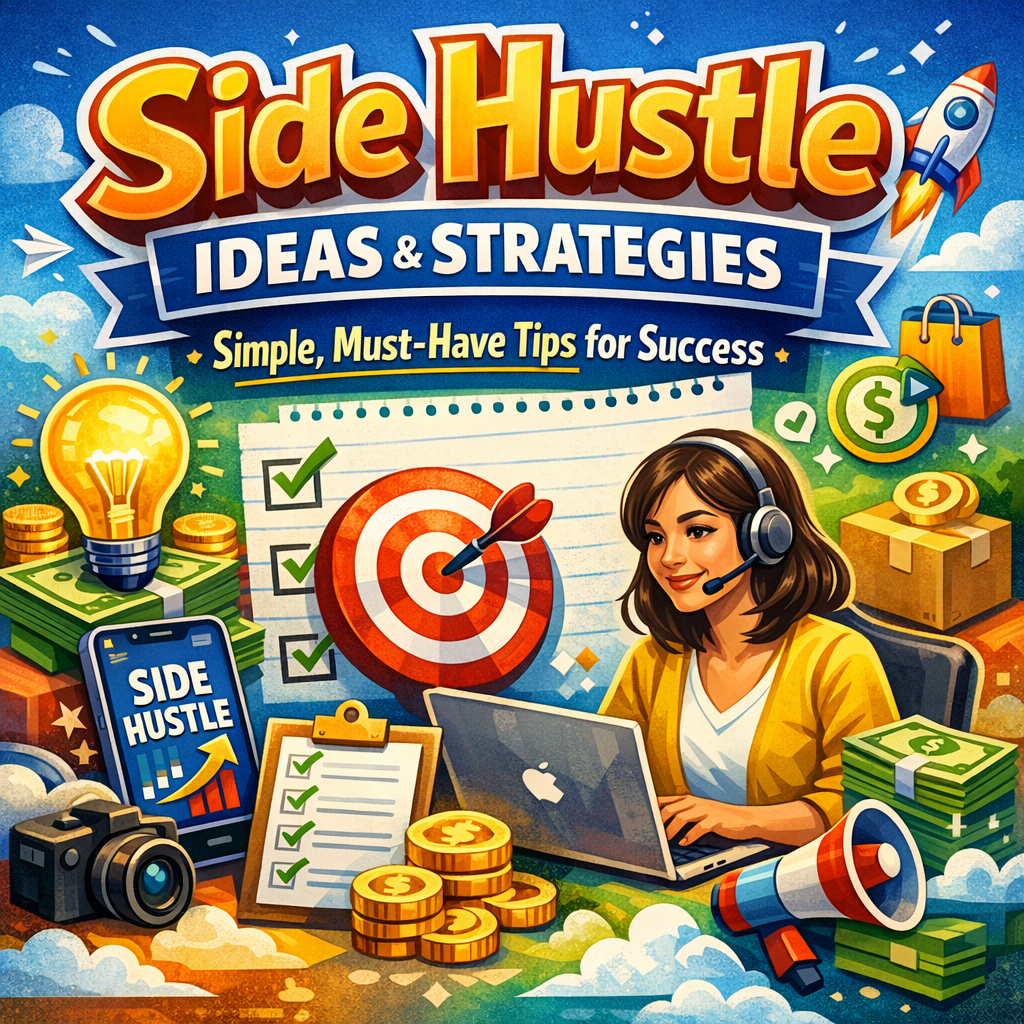 Illustration of Side Hustle Ideas Strategies: Simple, Must-Have Tips for Success