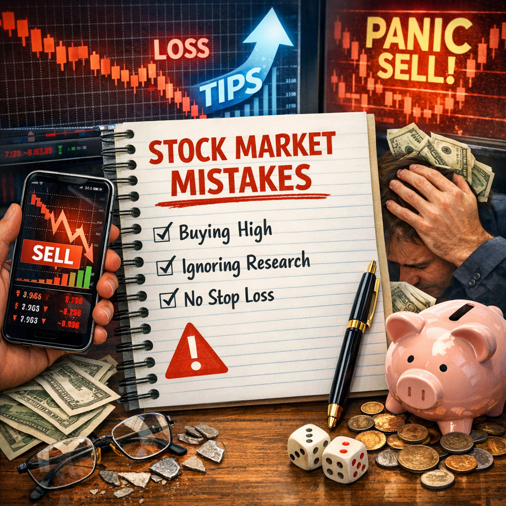 Illustration of Stock Market Basics Mistakes: Avoid These Common Pitfalls with Exclusive Tips